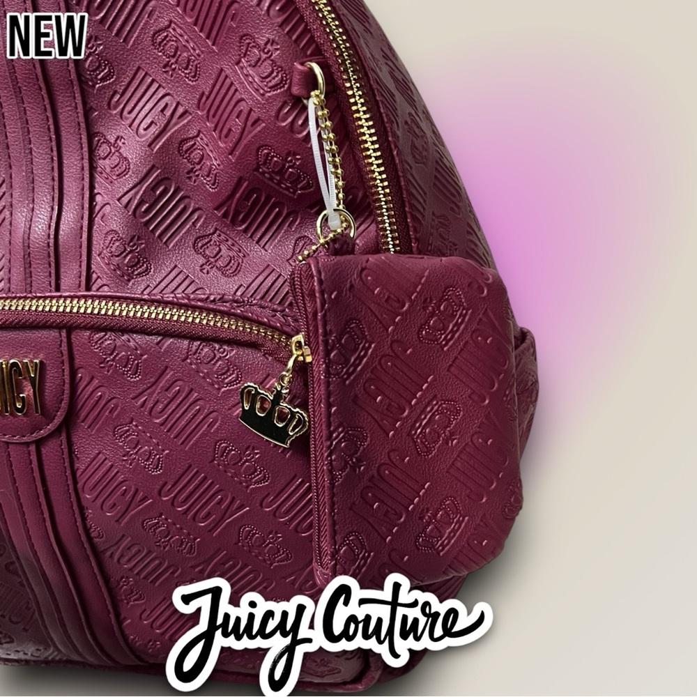New NWT Juicy Couture Logo design Royal Sports Backpack Book bag with coin pouch - Picture 7 of 11